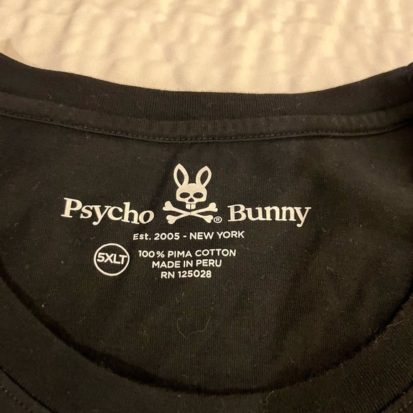 Psycho Bunny Black Tee with Skull Bunny Patch Size 5XLT - Picture 4 of 8